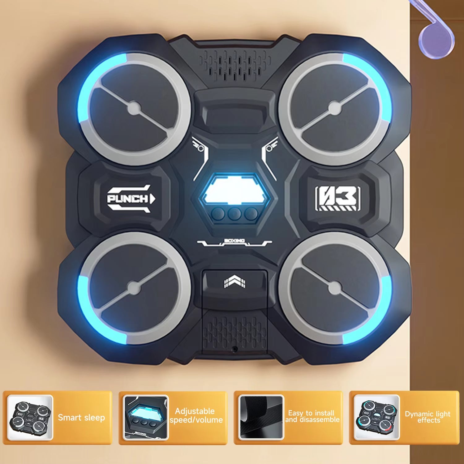 Wall-Mounted Smart Music Boxing Machine – Fun Decompression Toy for Kids