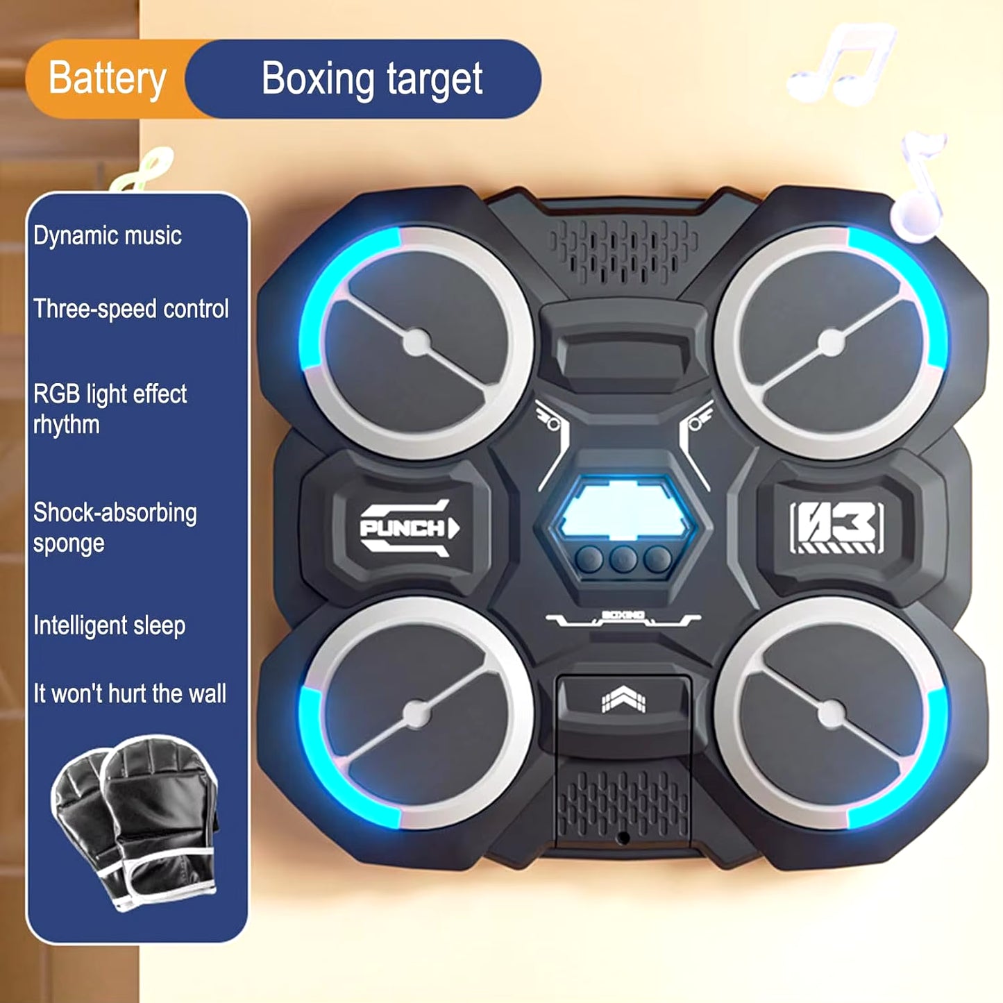 Wall-Mounted Smart Music Boxing Machine – Fun Decompression Toy for Kids