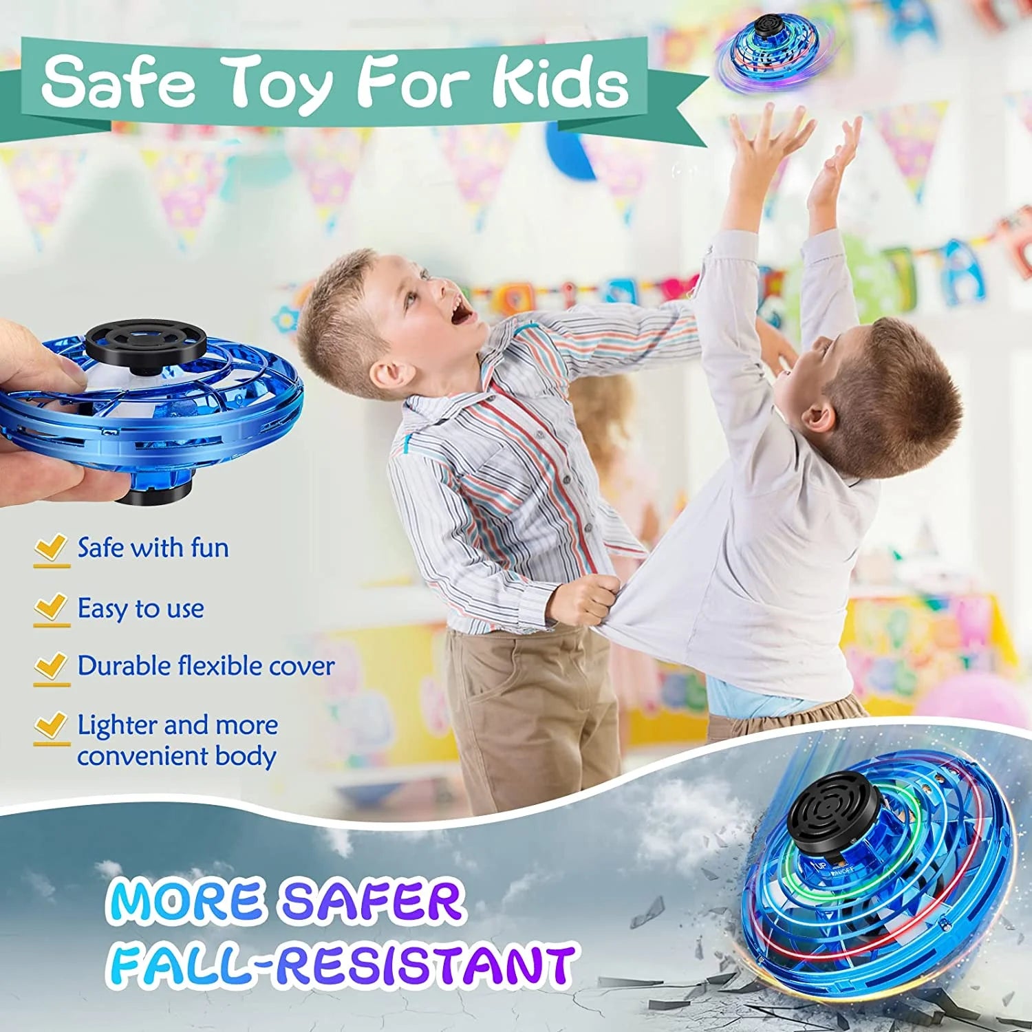 Soar high with our Blue Flying Spinner Mini Drone! π The ultimate fun toy for kids and adults alike, featuring 360Β° flight, LED lights, and endless excitement for indoor and outdoor play! πΈβ¨ #FunForAll #FlyingSpinner