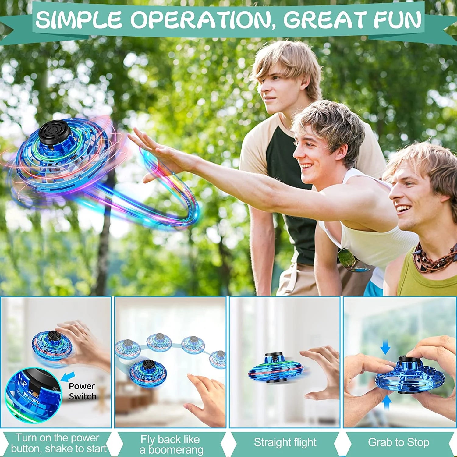 Soar high with our Blue Flying Spinner Mini Drone! π The ultimate fun toy for kids and adults alike, featuring 360Β° flight, LED lights, and endless excitement for indoor and outdoor play! πΈβ¨ #FunForAll #FlyingSpinner