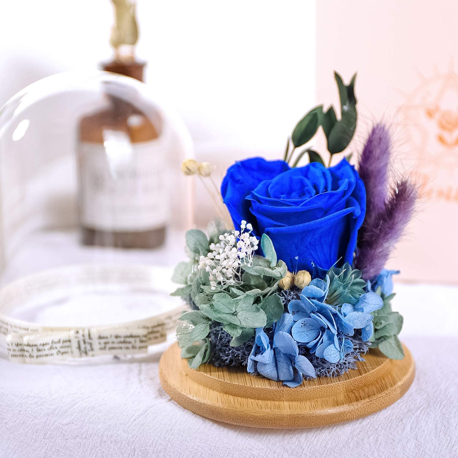 Preserved Flowers Rose for Women Mom Grandma Wife. Forever Eternal Blue Real Rose Gift Thanksgiving Christmas