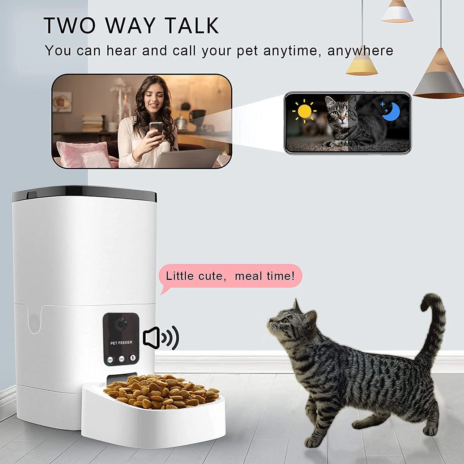 Smart 6L Automatic Pet Feeder with 1080P Camera, App Control & Voice Recorder - Perfect for Cats & Dogs!