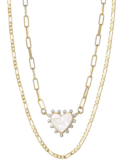 Gold Tone Fashion Metal Layer Heart Necklace