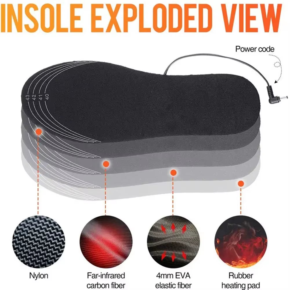 USB Heated Insoles – Rechargeable Foot Warmers for Men & Women, Washable Thermal Shoe Pads