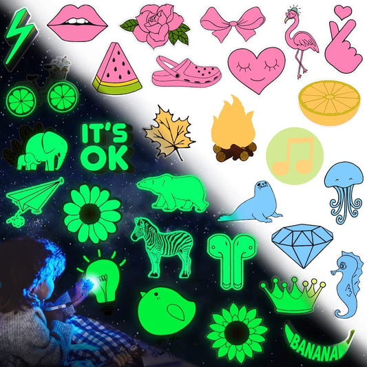 Glow in the Dark Stickers for Wall Stickers for Kids Glow in Dark Stickers for Decor Kids Bedroom Glow Stickers for Stocking Stuffers 30Pcs