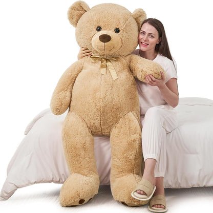 Giant Teddy Bear 5 Feet Tall - Light Brown Life Size Teddy Bear Stuffed Animals 59" - Fluffy Huge Teddy Bear with Footprints - Cuddly Love Gift for Girlfriend