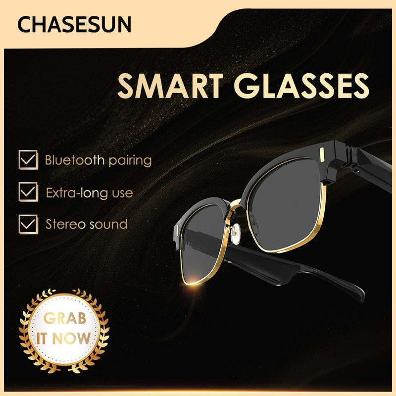 Wireless Smart Glasses, Fashionable UV Protection Sunglasses, Compatible with Ios and Android,Supporting Bluetooth Connectivity, Music Playback,And Phone Calls.Suitable for Office,Driving and Outdoors,Ideal Gift for Man and Woman Wireless Smart