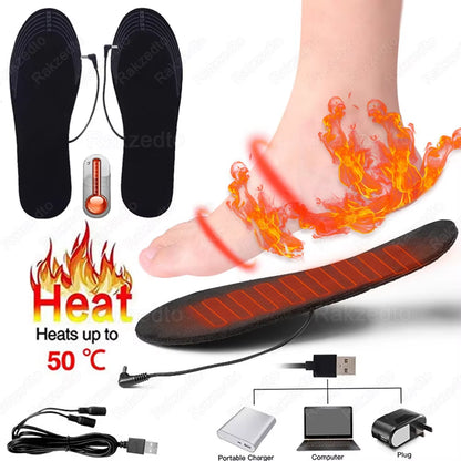 USB Heated Insoles – Rechargeable Foot Warmers for Men & Women, Washable Thermal Shoe Pads