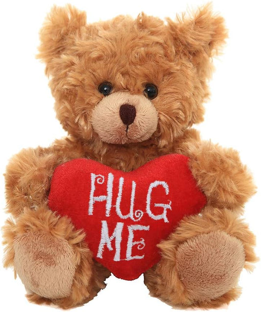 Stuffed Mocha Heart Bear - Plush Bear Toy for Kids & Adults - Embroidered Heart Pillow - Brown- 9 Inches (Hug Me 9'')