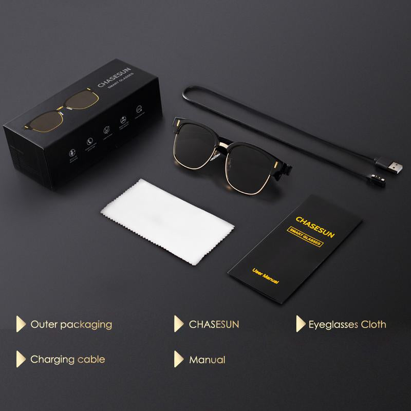 Wireless Smart Glasses, Fashionable UV Protection Sunglasses, Compatible with Ios and Android,Supporting Bluetooth Connectivity, Music Playback,And Phone Calls.Suitable for Office,Driving and Outdoors,Ideal Gift for Man and Woman Wireless Smart