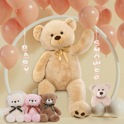 Giant Teddy Bear 5 Feet Tall - Light Brown Life Size Teddy Bear Stuffed Animals 59" - Fluffy Huge Teddy Bear with Footprints - Cuddly Love Gift for Girlfriend