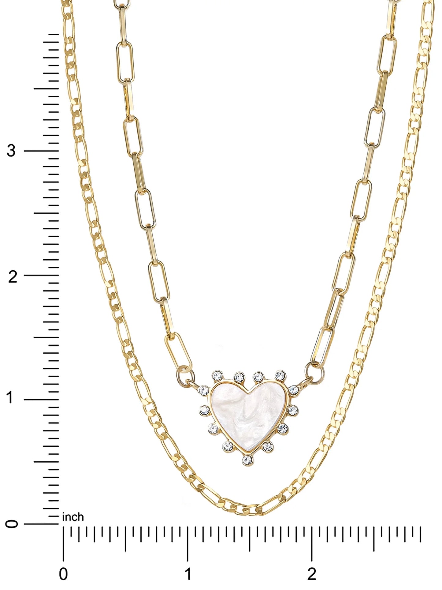 Gold Tone Fashion Metal Layer Heart Necklace