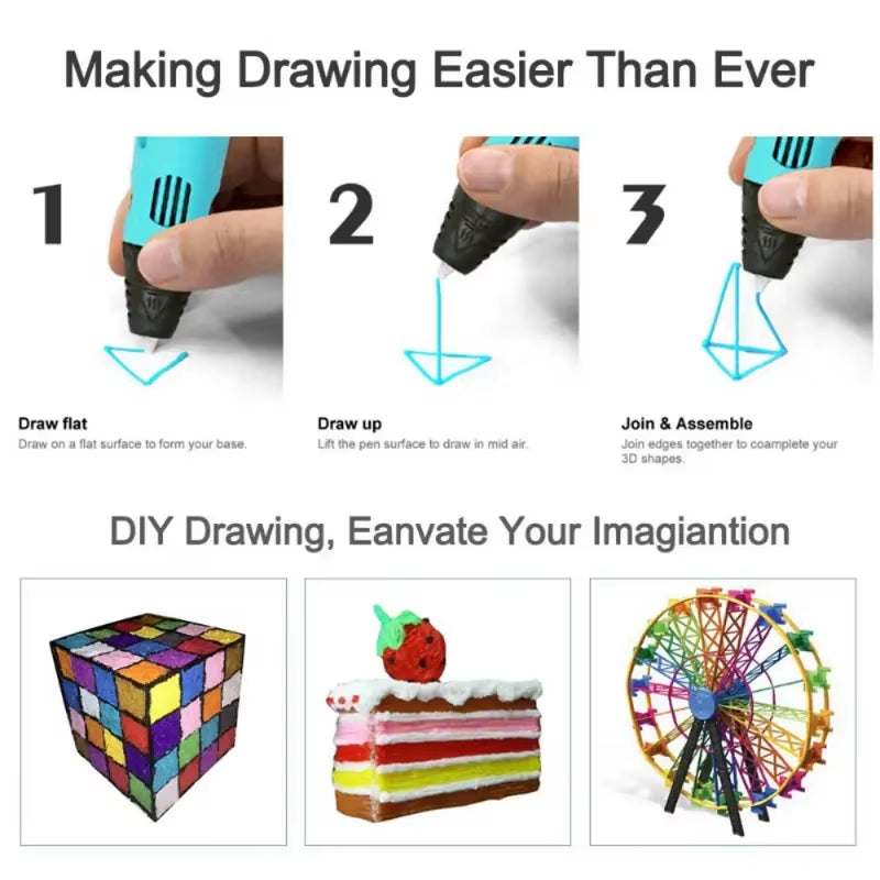 3D Drawing Pen for Kids – LCD Screen, PLA Compatible, Perfect Gift for DIY Fun