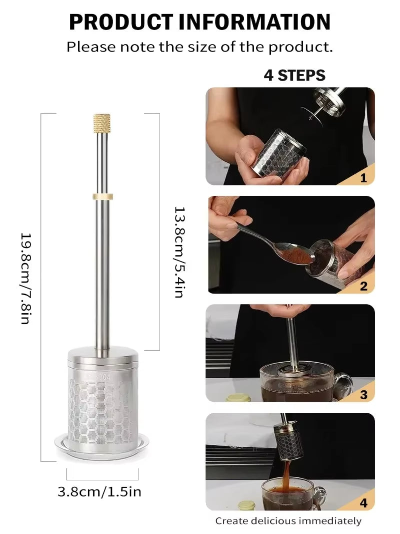 Reusable Stainless Steel Coffee & Tea Filter – Portable Travel Brewer & Infuser"