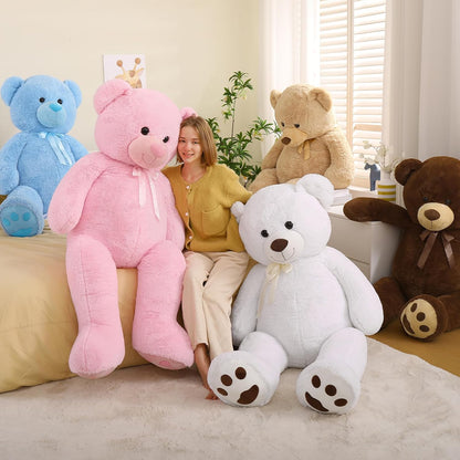 Giant Teddy Bear 5 Feet Tall - Light Brown Life Size Teddy Bear Stuffed Animals 59" - Fluffy Huge Teddy Bear with Footprints - Cuddly Love Gift for Girlfriend