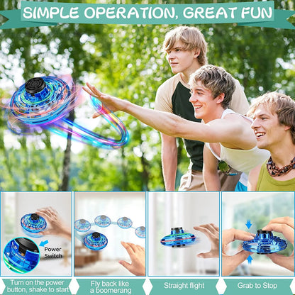 Soar high with our Blue Flying Spinner Mini Drone! 🌟 The ultimate fun toy for kids and adults alike, featuring 360° flight, LED lights, and endless excitement for indoor and outdoor play! 🛸✨ #FunForAll #FlyingSpinner