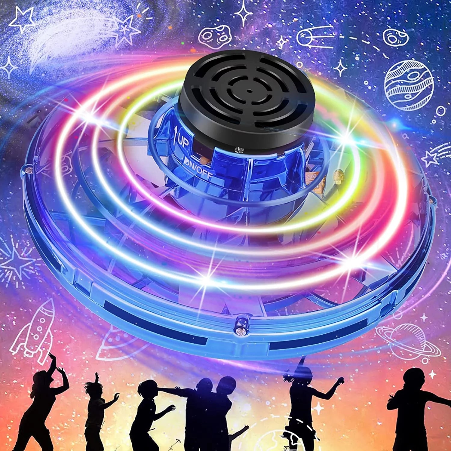 Soar high with our Blue Flying Spinner Mini Drone! 🌟 The ultimate fun toy for kids and adults alike, featuring 360° flight, LED lights, and endless excitement for indoor and outdoor play! 🛸✨ #FunForAll #FlyingSpinner